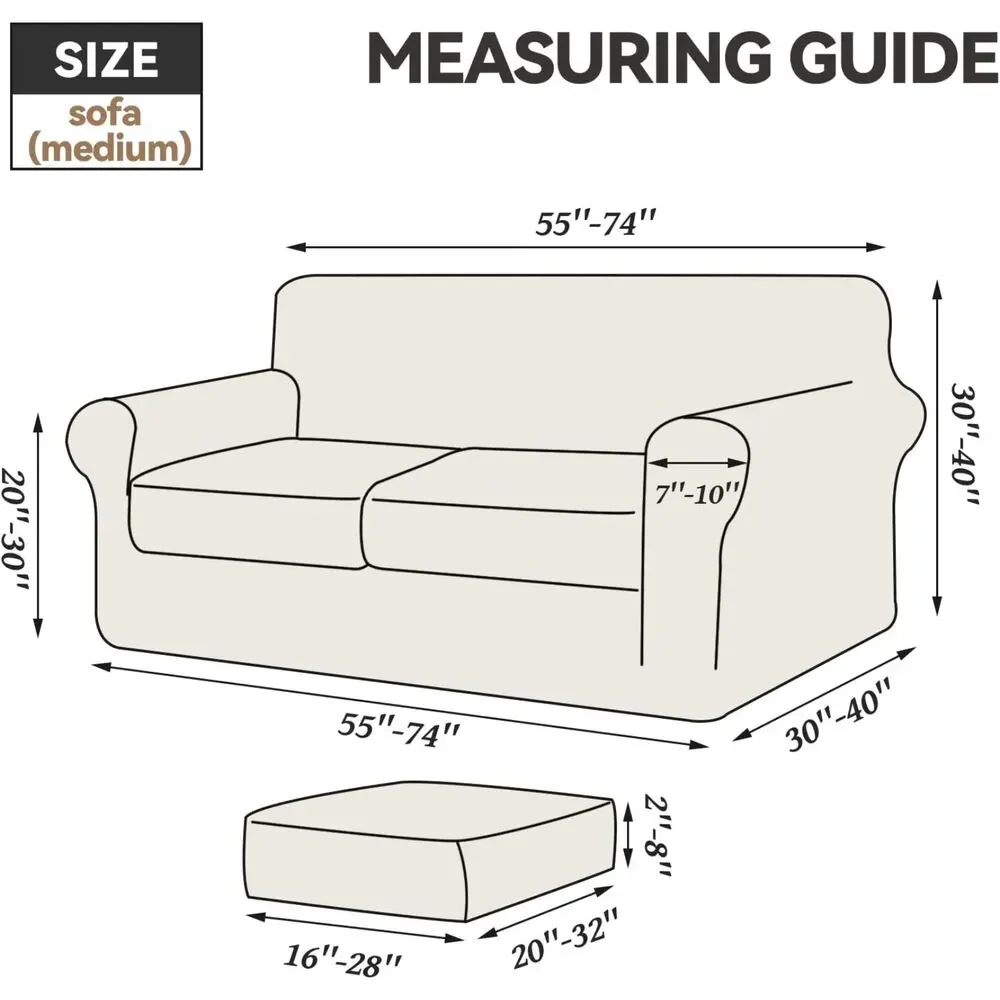 2 Cushion Loveseat Velvet Sofa Slipcover (Dark Grey, 3 Pcs)